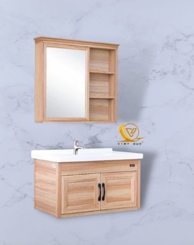 TỦ CHẬUTAI ĐEN & HỘP GƯƠNG MÀU VÂN GỖ 8204B