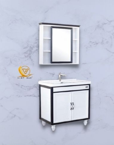 TỦ CHẬU & HỘP GƯƠNG MÀU TRẮNG VIỀN ĐEN 8105E